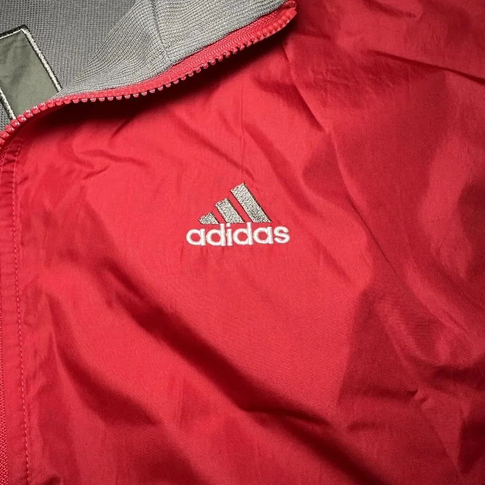 Vintage Adidas ORIGINAL Embroidered Red Olive Army Green Track Jacket Coat Men M